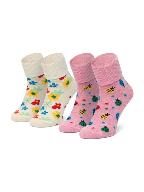 Happy Socks Zestaw 2 par wysokich skarpet dziecięcych KLAB19 3000