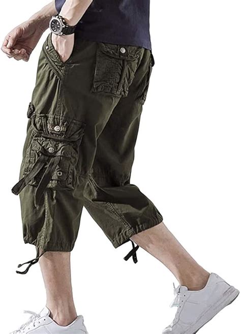 Eaeao Mens Long Cargo Shorts Loose Fit Multi Pocket Outdoor 18 Inseams Long Shorts