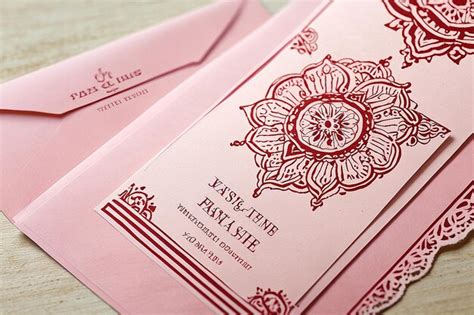 Premium Photo Elegant Fassi Henna Wedding Invitation In Pink Moroccan