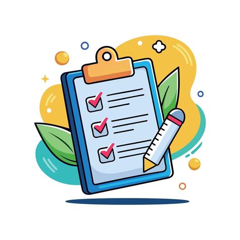 Colorful Checklist Illustration With Clipboard And Pencil