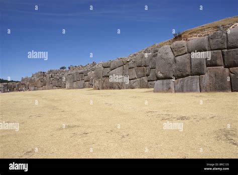 Massive Stone Inca Fortress Walls Sacsayhuaman Cusco Peru South