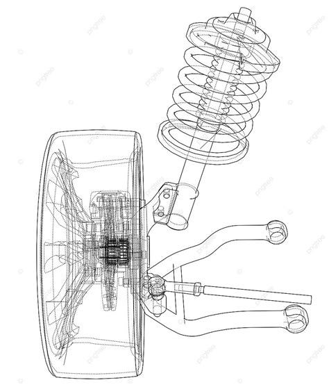 Wheel Tire And Shock Absorber Installed In Car Suspension Photo