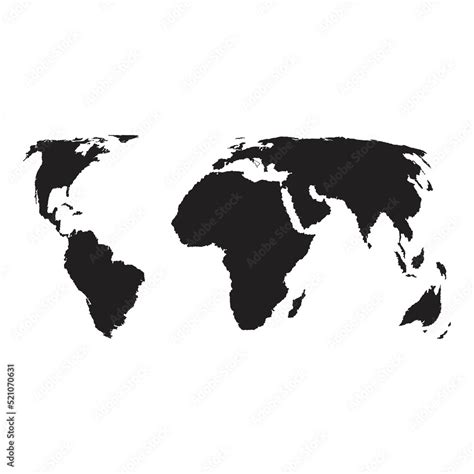 Silhouette black world map. Vector drawing. Stock Vector | Adobe Stock