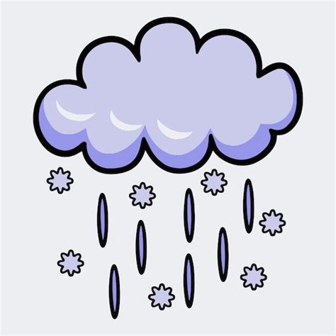 Premium Vector Fluffy Dark Cloud With Rain And Snow Drops Vector