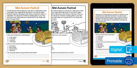 First Grade Mid Autumn Festival Reading Comprehension