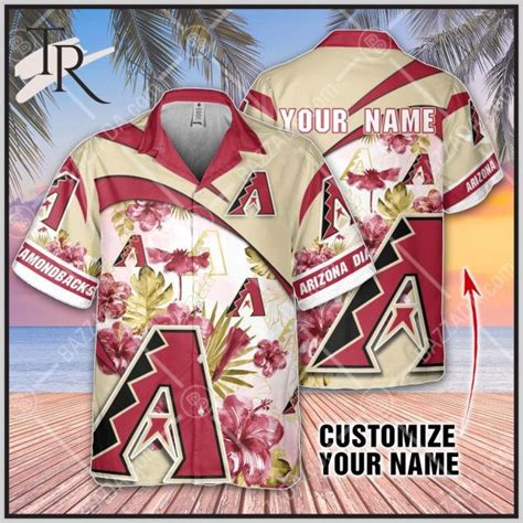 Custom Name Mlb Arizona Diamondbacks Red And Sand D Hawaiian Shirt