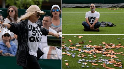 Just Stop Oil Wimbledon Protesters Twice Throw Orange Confetti And