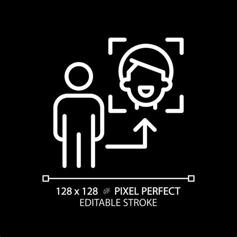 2D pixel perfect editable white face recognition icon, isolated vector ...