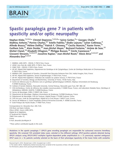 (PDF) Spastic paraplegia gene 7 in patients with spasticity and/or ...