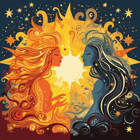 Two Women Facing Each Other With Stars In The Background