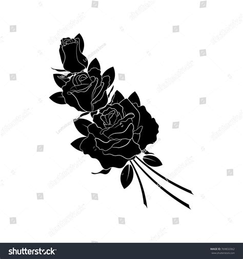 Black Silhouette Roses Leaves Rose Tattoo Stock Vector (Royalty Free) 769832062 | Shutterstock