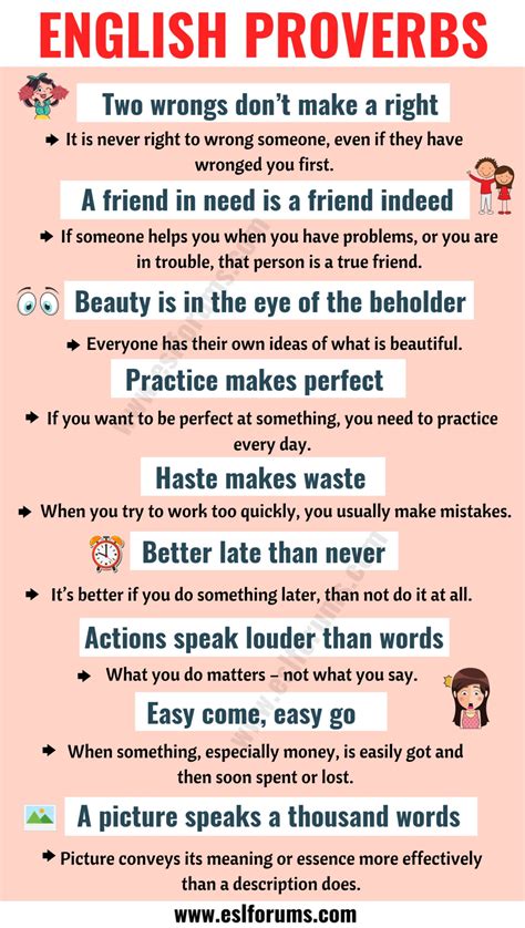 Proverbs: Top 30 English Proverbs and Their Meanings! - ESL Forums