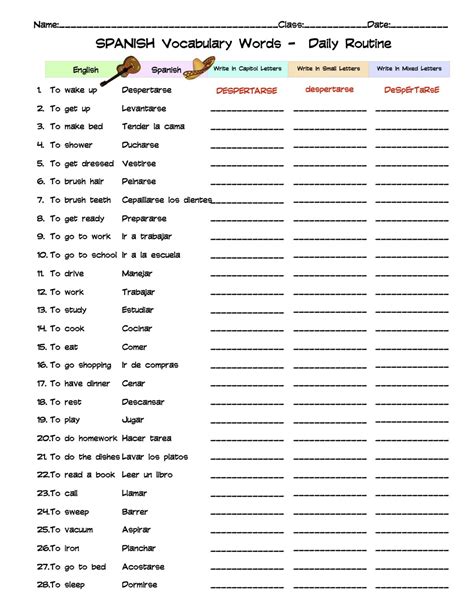 Spanish Grocery Store Vocabulary Matching Worksheet Answer Key Made