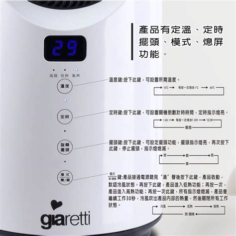 Giaretti珈樂堤 遙控PTC渦流溫控扇 GL 1855 遙控風扇 無葉片風扇 冷暖兩用風扇 靜音安全風扇 露天市集 全台最大