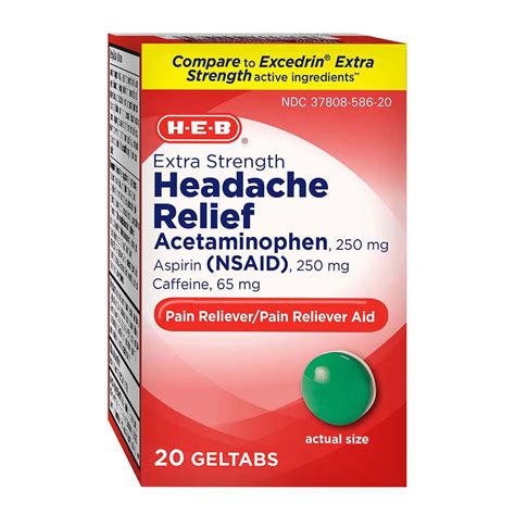 H E B Extra Strength Headache Relief Acetaminophen 250 Mg Geltabs