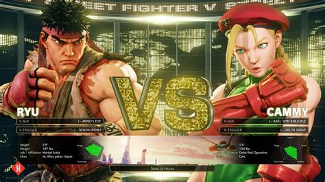 Ryu Vs Cammy Street Fighter V Championship Edition YouTube