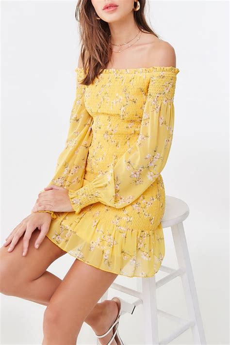 Floral Off The Shoulder Mini Dress Forever 21 In 2020 Mini Dress Off Shoulder Outfits