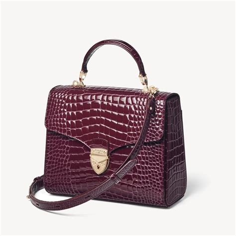 Mayfair Bag In Burgundy Patent Croc Aspinal Of London