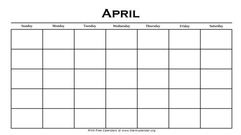 Printable April Calendars – Blank Calendar