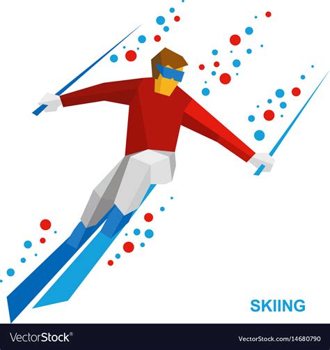 Skiing Cartoon Skier Running Downhill Royalty Free Vector