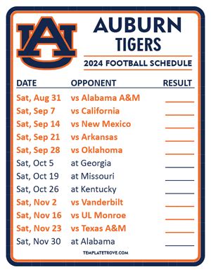 Printable 2024 Auburn Tigers Football Schedule