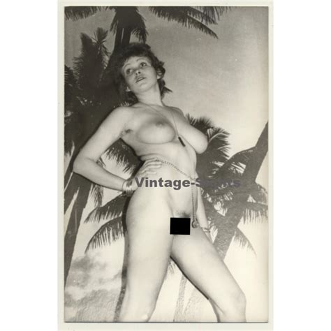 Perky Nude Curlyhead Hairy Armpits Boobs Vintage Photo Gdr