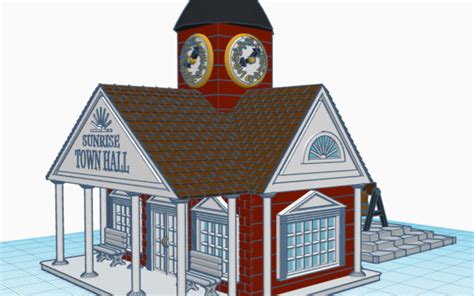 3d Design Railroad Town Town Hall Tinkercad