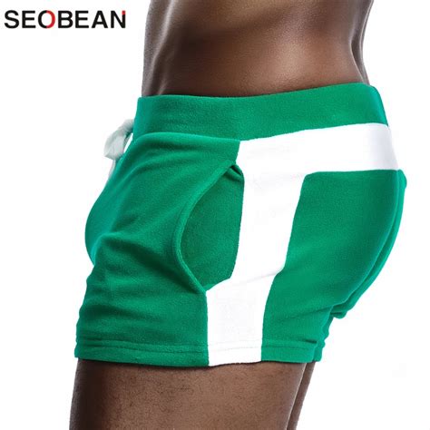 Seobean Men Homewear Shorts Sexy Low Waist Cotton Super Soft