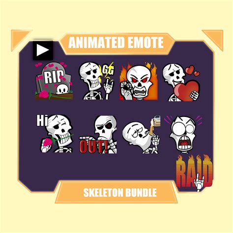 Animated Emote Skeleton Bundle Animated Twitch Emotes Discord Emotes