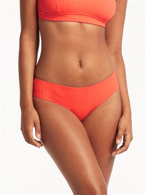 Sea Level Vesper Mid Bikini Bottoms In Tangerine Sandpipers