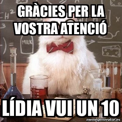 Meme Chemistry Cat gràcies per la vostra atenció lídia vui un 10