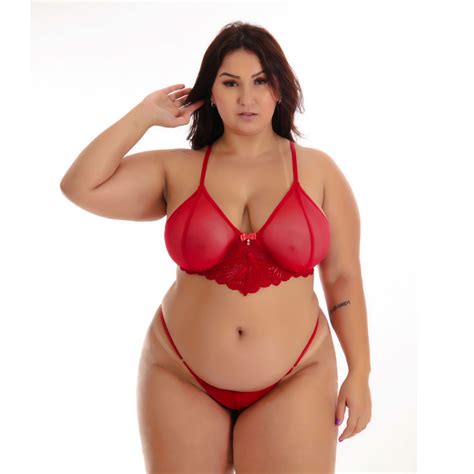 Conjunto Lingerie Plus Size Tule Aro Sensual Escorrega o Preço