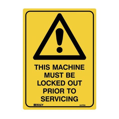 835747 This Machine Must Be Locked Out Prior To Servicing Sign 450mm H