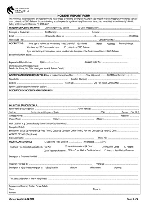 Hazard Incident Report Form Templates At Allbusinesstemplates