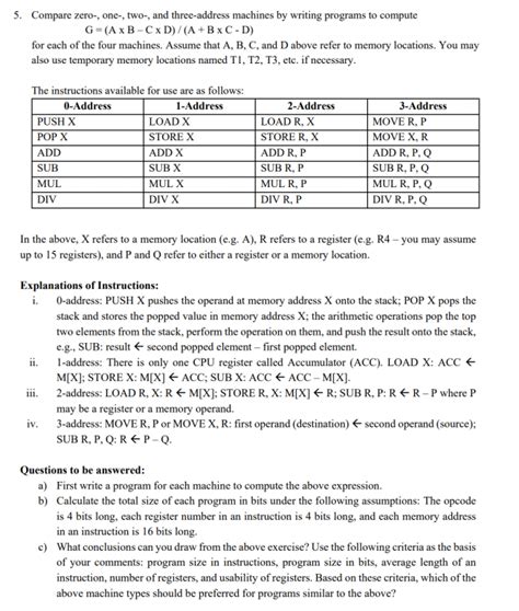 Compare Zero One Two And Three Address Chegg