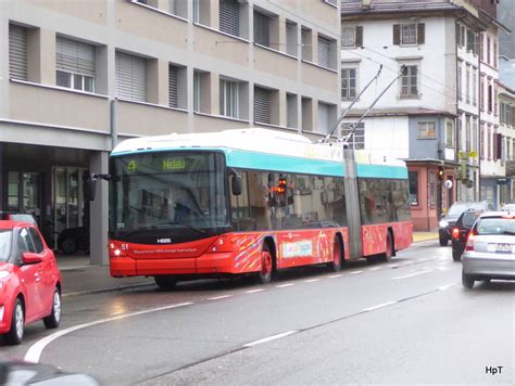 VB Biel Trolleybus Nr 51 Unterwegs Auf Der Linie 4 In Der Stadt Biel