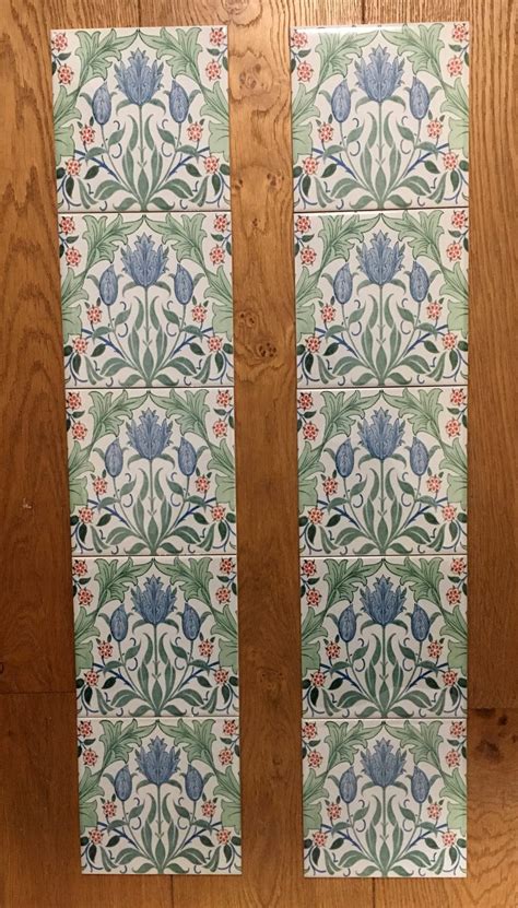 William Morris Tulip Fireplace 10 Tile Set Ref 2 Pilgrim Tiles