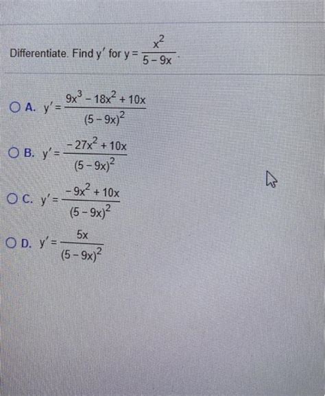 Solved X² Differentiate Find Y For Y 5 9x 9x3 18x2