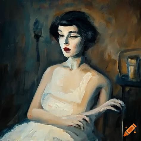 Impressionist Oil Painting Of A Woman Sitting In Front Of A Candle On