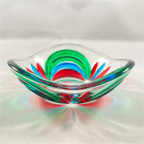 Venetian Glass Votive Holder Dish Handmade In Italy Colorful Murano Glass Northern Lights