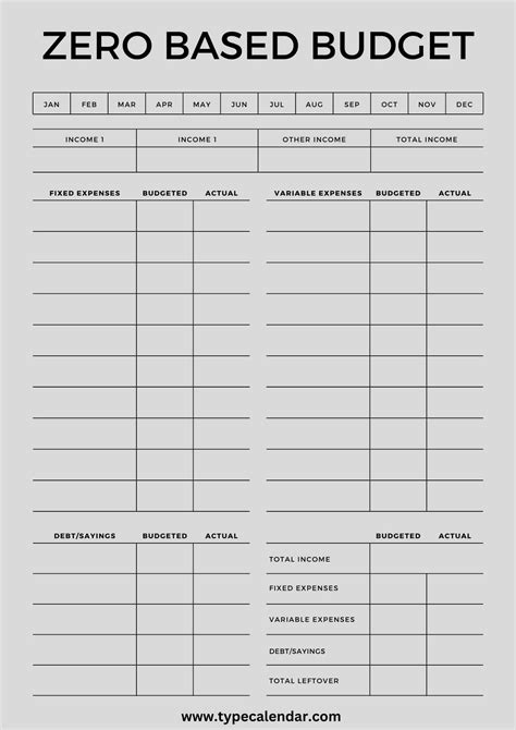 Free Printable Zero Based Budget Templates Pdf Excel Word