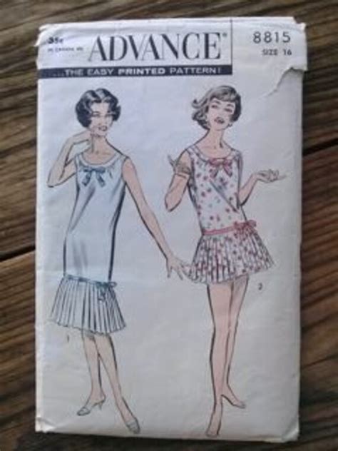 Vintage 1960s Pattern Nightie Playsuit Advance 8815 B36 Etsy