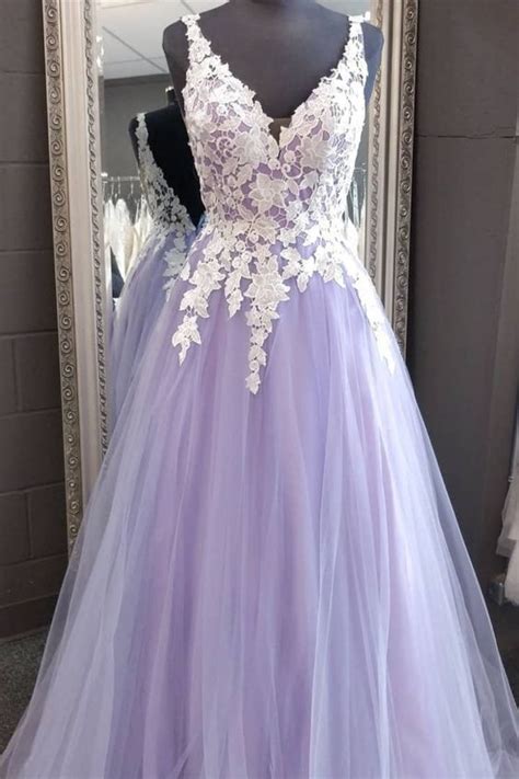 A Line Lavender Lace Prom Gown M2831 On Luulla