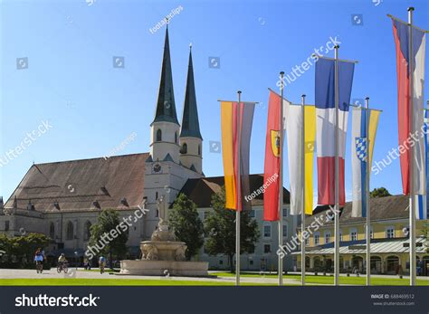 Marienbrunnen Fountain Kapellplatz Square Collegiate Church Stock Photo