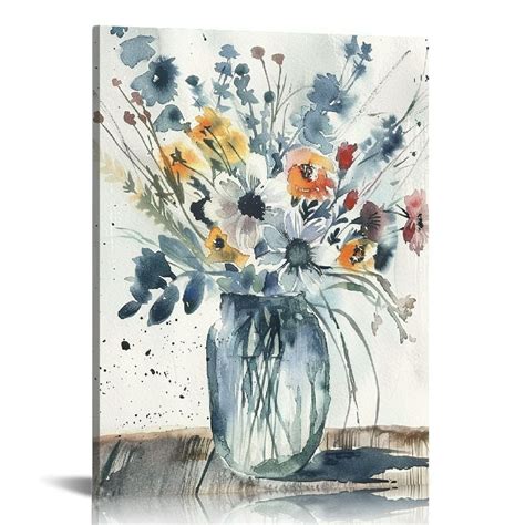 Pikweek Abstract Flower Print Wall Art Botanical Flower Bouquet In