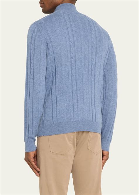 Fioroni Mens Cashmere Cable Knit Half Zip Sweater Bergdorf Goodman