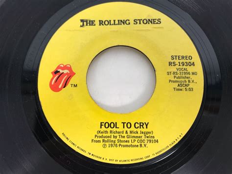 Vintage The Rolling Stones Fool To Cry And Hot Stuff Rpm Vinyl