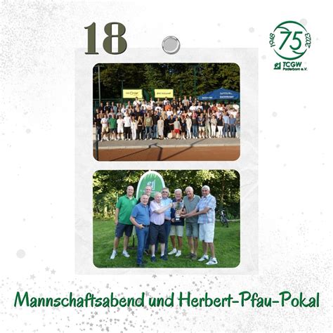 Adventskalender Mannschaftsabend Und Hpp Tc Gr N Weiss Paderborn