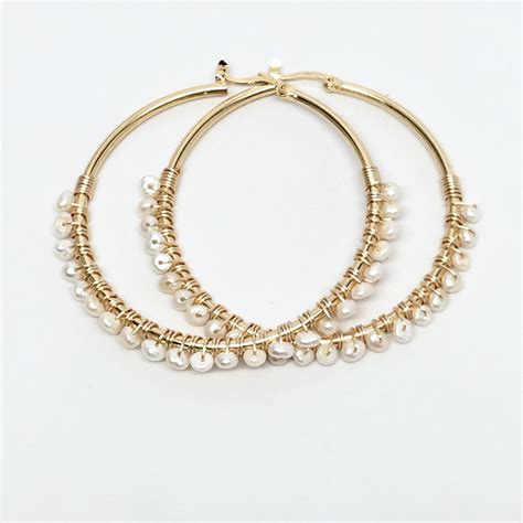 Pearl Hoop Earrings Large