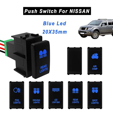 Interrupteur Bouton Poussoir LED 12V Bleu Pour Nissan Pathfinder Navara